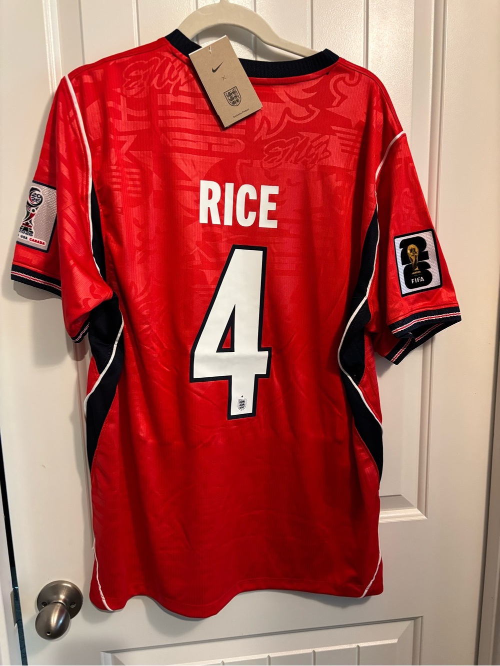Team England Rice 2026 World Cup Jersey with 2026 Tournament Patch - Picture 2 of 4